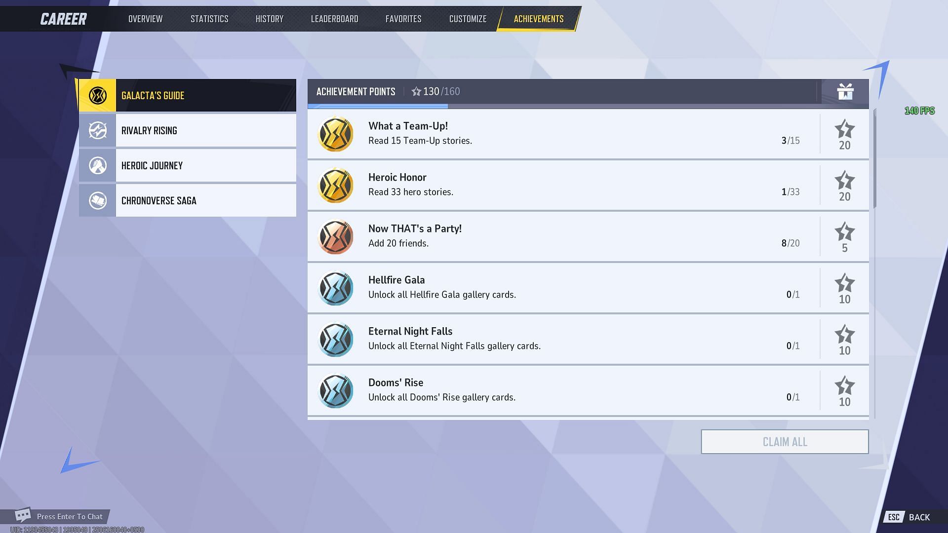 Achievements tab in Marvel Rivals (Image via Sportskeeda Gaming || NetEase Games)